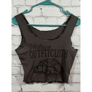 Shein Vintage Outfitcloth Car Graphic‎ Crop Top Tank Brown Sleeveless S